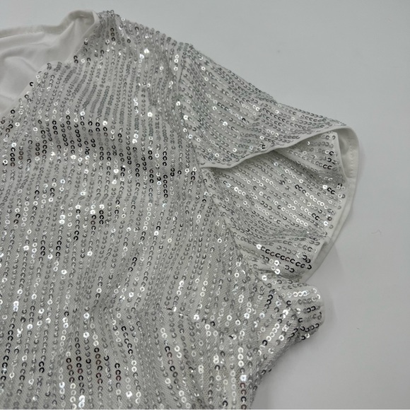 Grace Karin sequined‎ flutter sleeve shirt size XL. Side rushing. NWT retail $34 - Picture 4 of 9